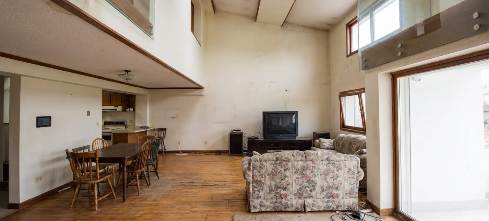 Home remodeling Los Angeles outdated interior with old flooring and closed layout