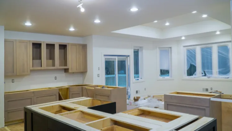 Kitchen remodeling project in Los Angeles CA with modern cabinet installation and open layout design